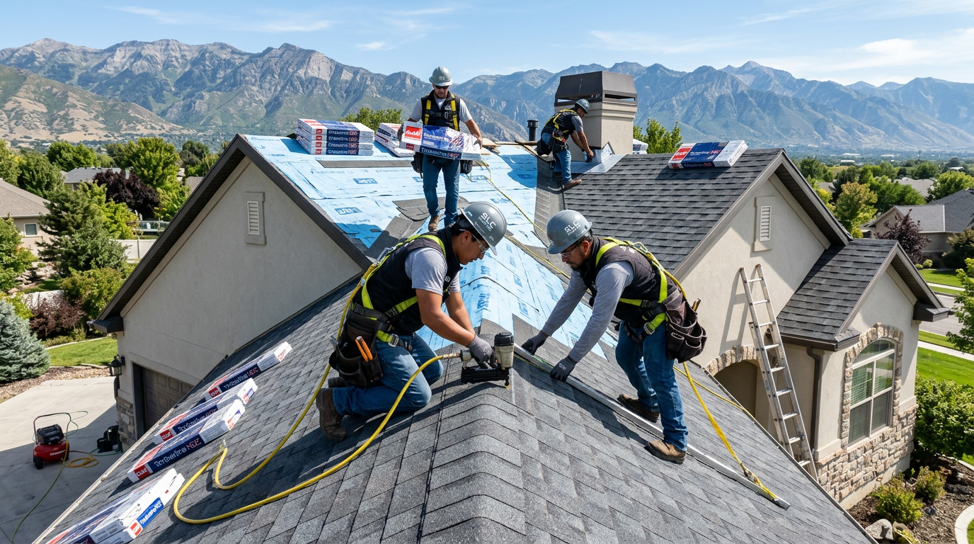 Vibe Roofing crew installing premium shingles on a residential home