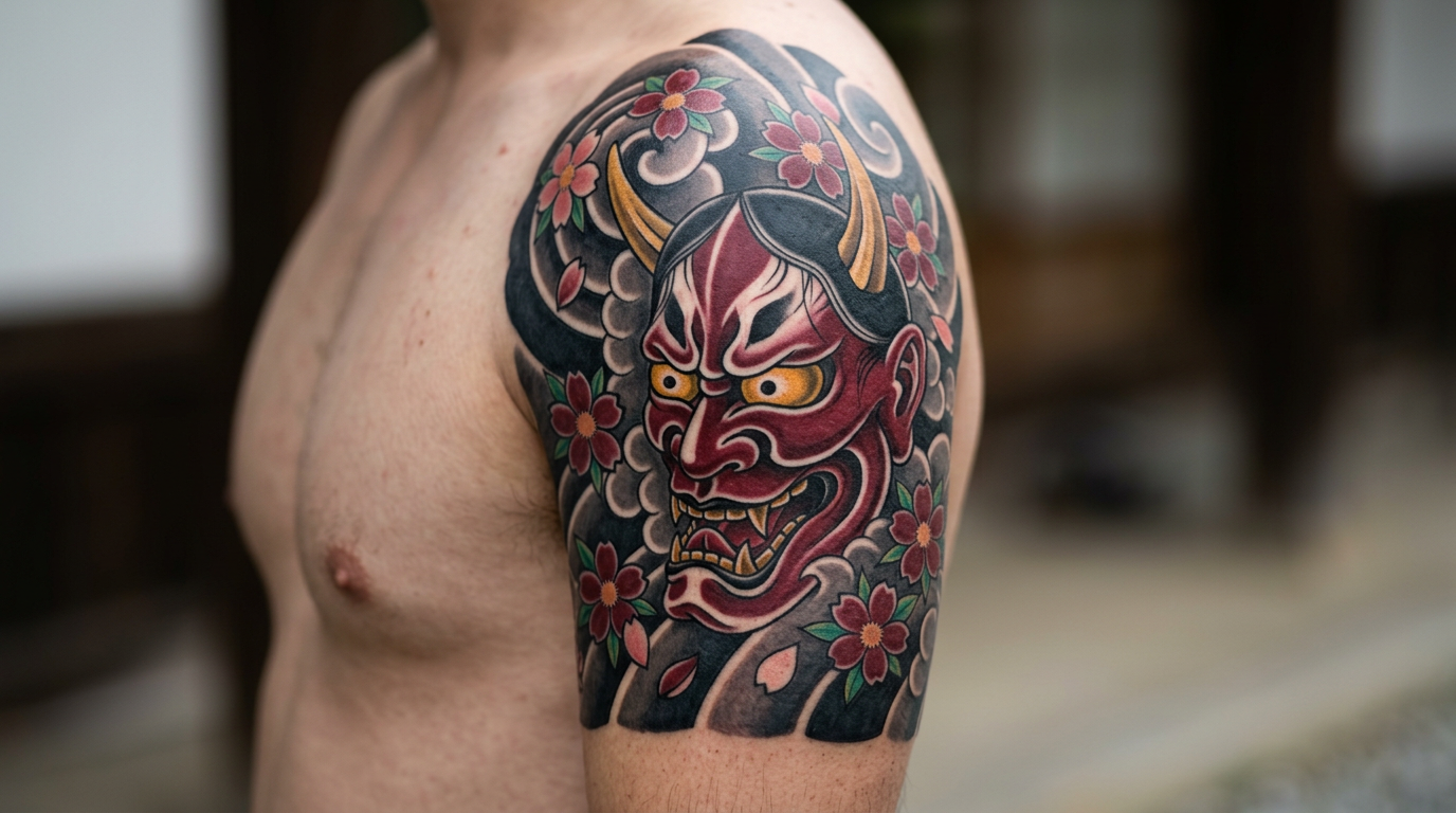 Kabuki face tattoo