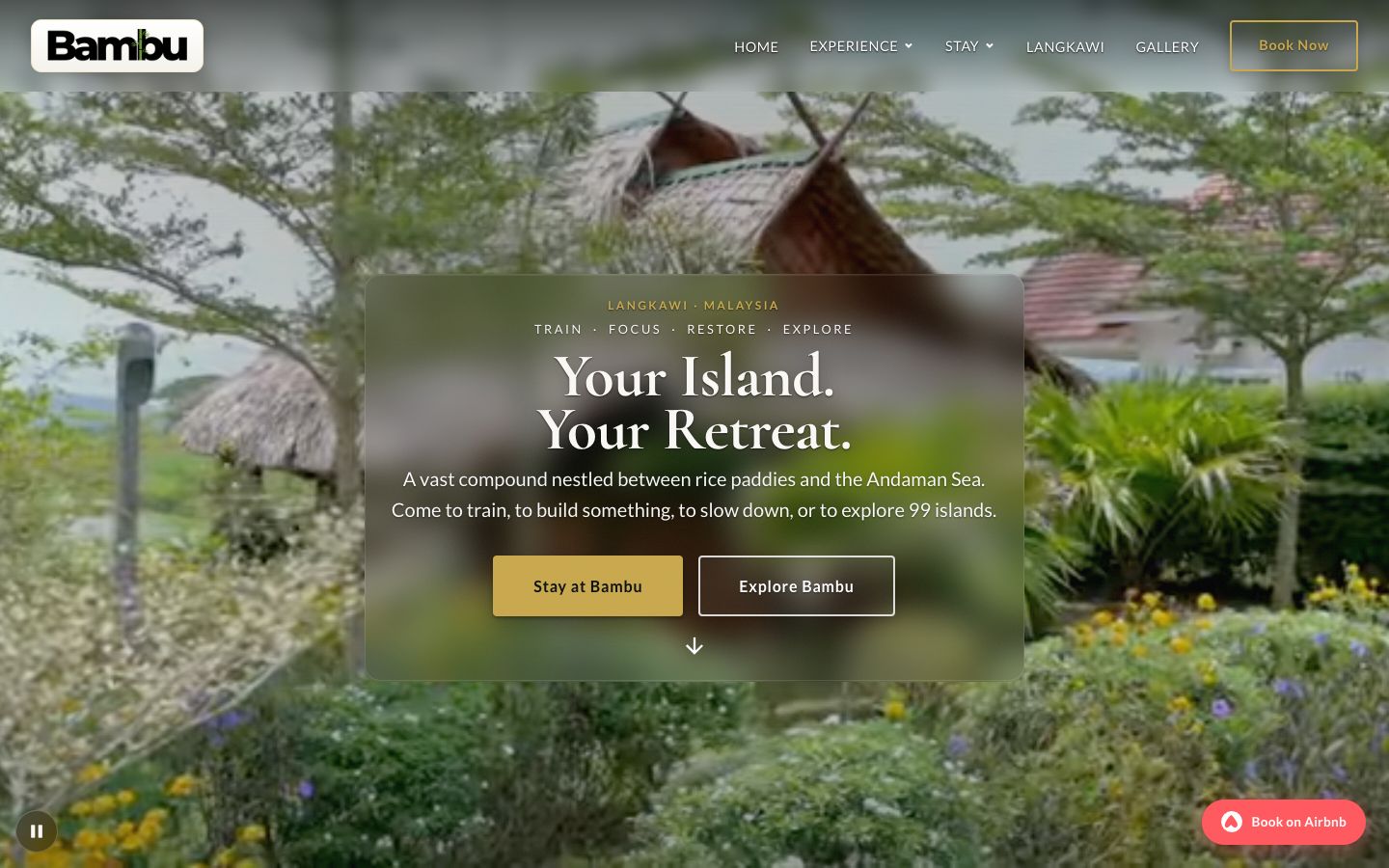 Bambu Getaway homepage (desktop and mobile)