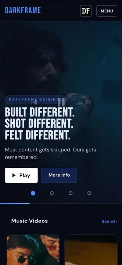 Darkframe Production mobile site