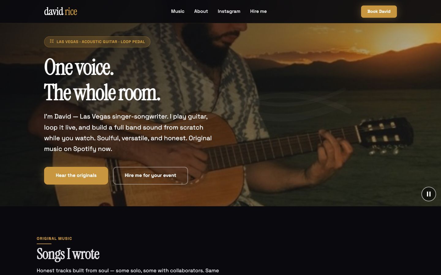David Rice homepage desktop with mobile preview