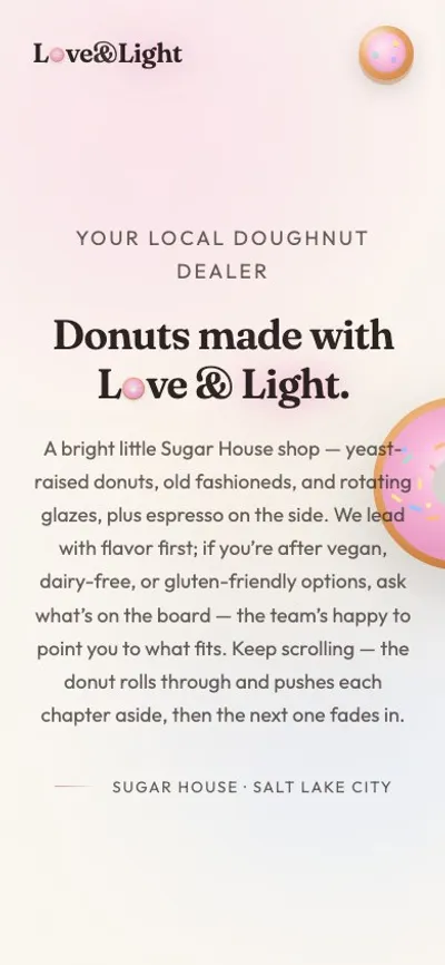 Love and Light Bakery mobile site