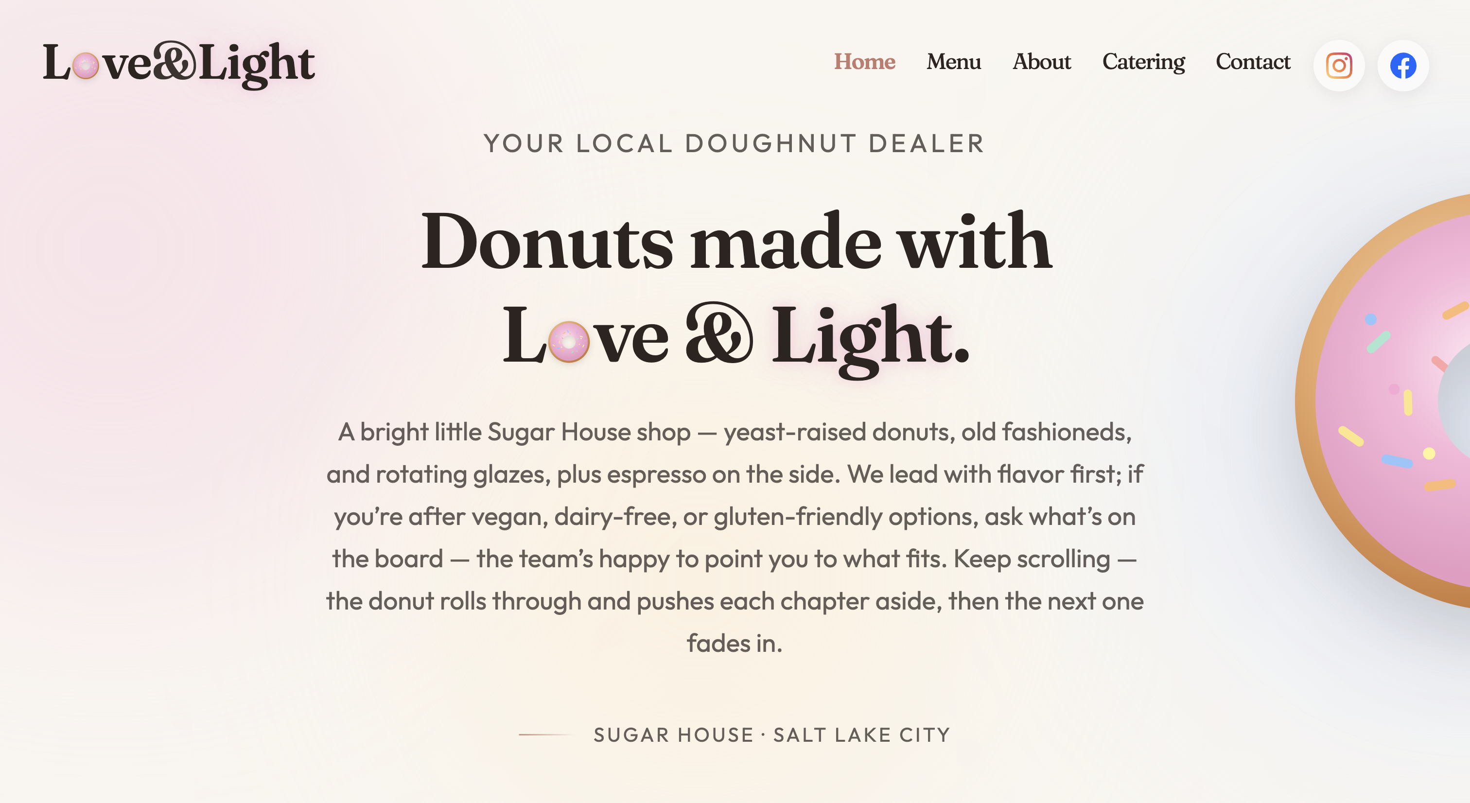 Love & Light Bakery homepage desktop with mobile preview
