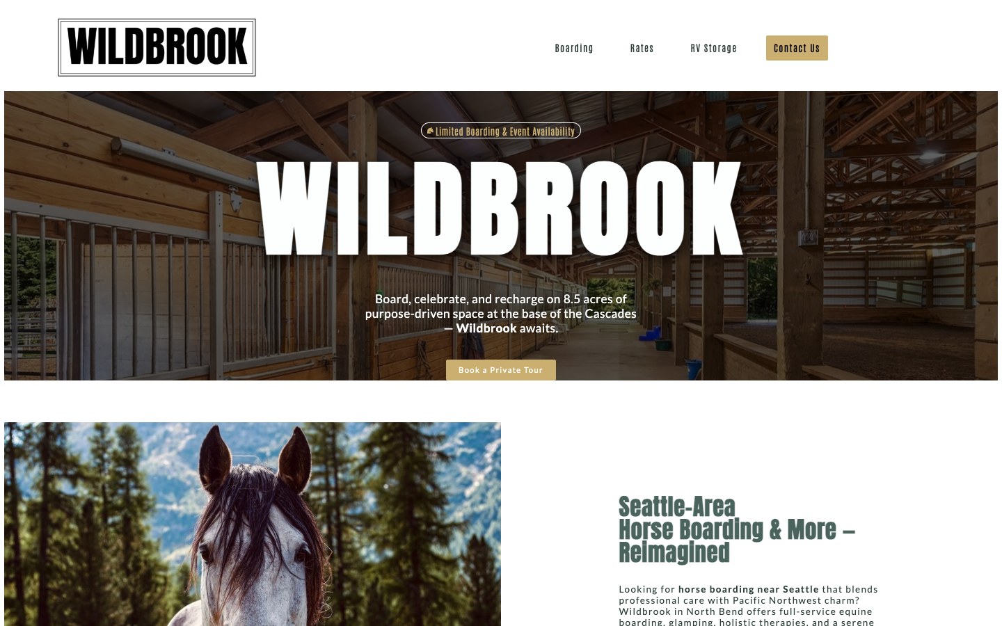 Wildbrook homepage desktop with mobile preview