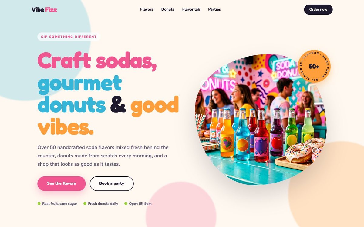 Vibe Fizz demo homepage preview