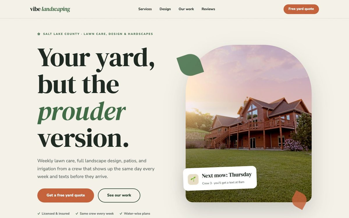 Vibe Landscaping demo homepage preview