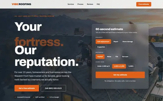 Roofing website template preview