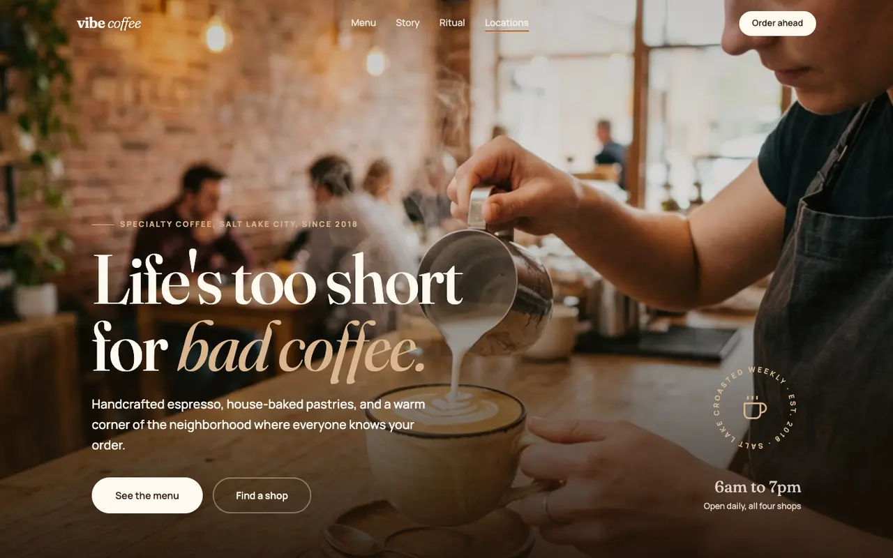 Coffee Shop Websites template preview