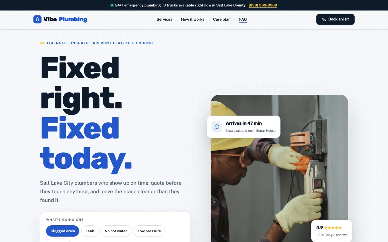 Plumbing Company Websites template preview