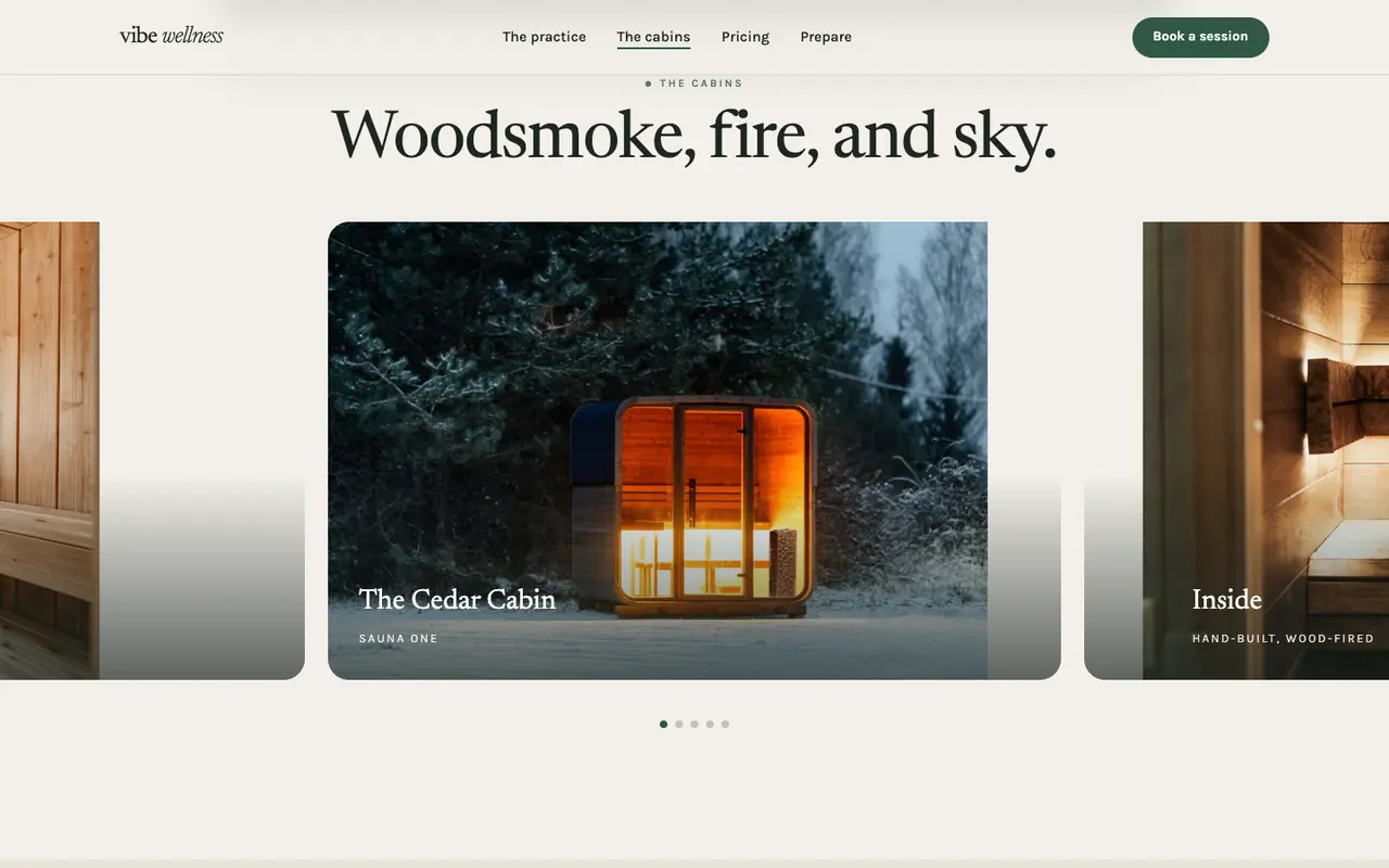 Vibe Wellness demo gallery section on a desktop browser