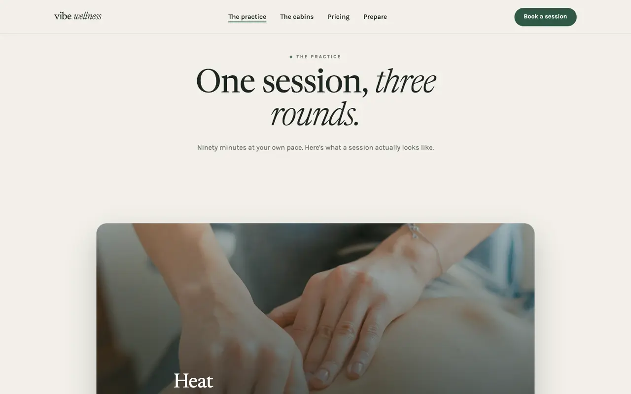 Vibe Wellness demo the rounds section on a desktop browser