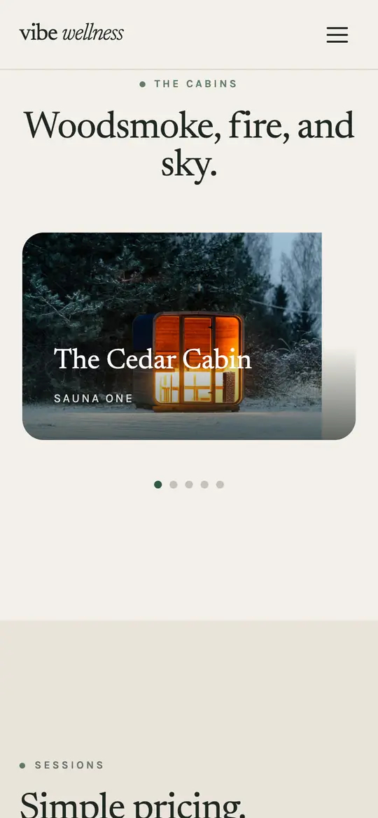 Vibe Wellness demo gallery section on a phone